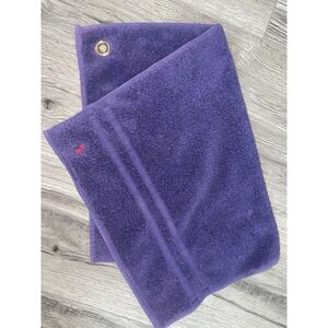 Ralph Lauren Golf Bag Hand Towel Purple With Red Logo & Brass‎ Grommet Vintage